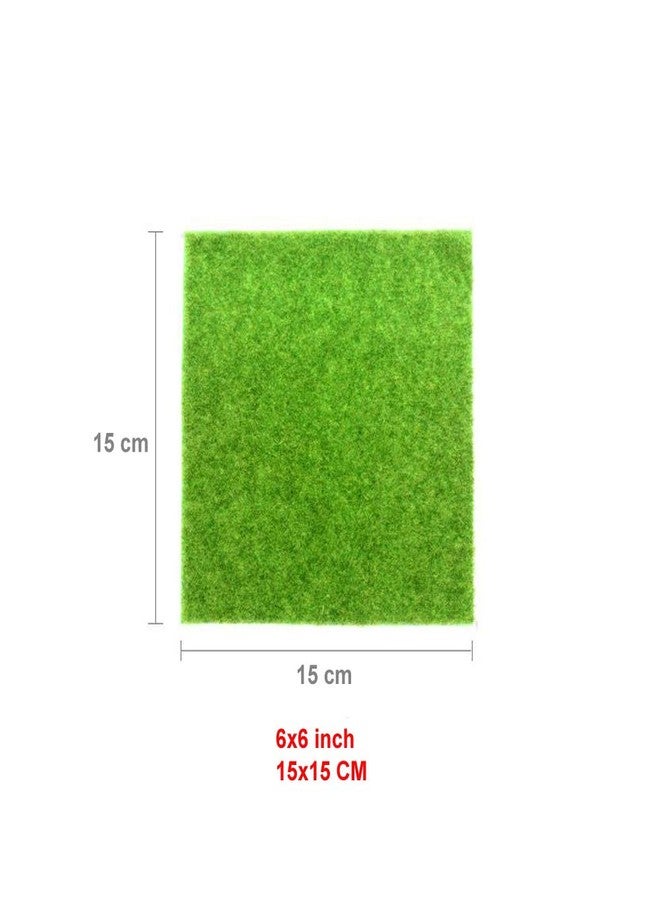 EMiEN 6''x6''Life-Like Artificial Grass Lawn Miniature Ornament for for DIY Fairy Garden Dollhouse Decoration (4 Pack) - Image 2